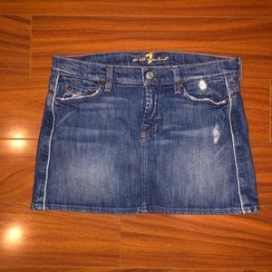 7 For All Mankind Denim Flare Mini Skirt